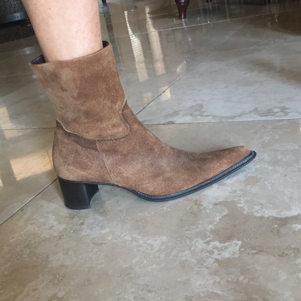 Shaw Brown Pointed Toe Booties